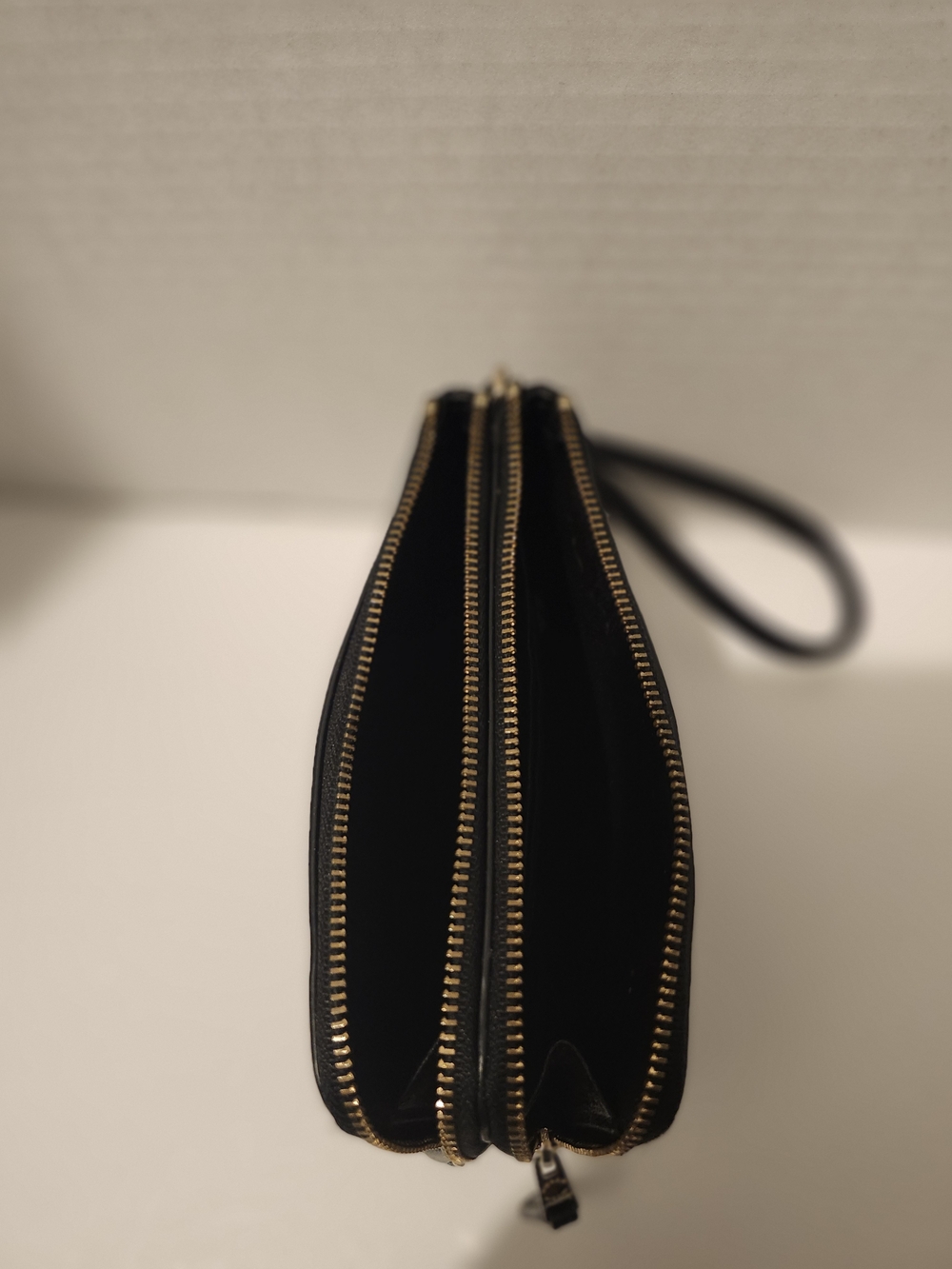 Coach Black Leather Wristlet Clutch with Gold Zip - Picture 3 of 4
